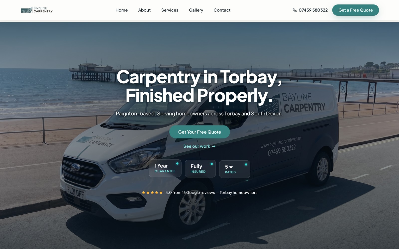 Bayline Carpentry website homepage